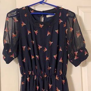 ModCloth Jessy B Short-Sleeved A-Line Dress Birds